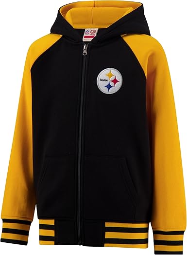 Ultra Game NFL Official Boy's Super Soft Full Zip Varsity Hoodie Sweatshirt, Pittsburgh Steelers, Team Color 2024|Pittsburgh Steelers