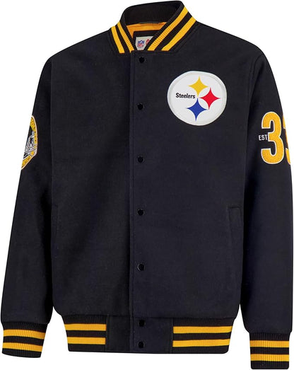 NFL Official Adults Classic Varsity Coaches Jacket Coat - Unisex|Pittsburgh Steelers