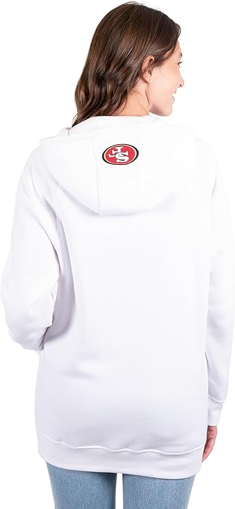 NFL Official Women's Super Soft Tie Neck Pullover Hoodie Sweatshirt|San Francisco 49ers