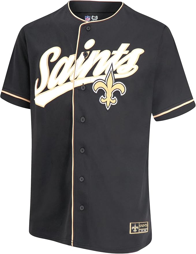 Ultra Game NFL Official Adults Game Day Button Down Baseball Mesh Jersey Shirt - Unisex, New Orleans Saints, Team Color|New Orleans Saints