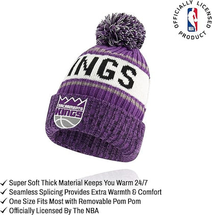 Ultra Game NBA Official Men’s Super Soft Winter Beanie Knit Hat With Extra Warm Touch Screen Gloves - Unisex, Sacramento Kings, Team Color, 1SIZE|Sacramento Kings