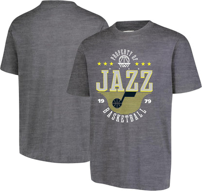 Ultra Game NBA Official Men's Standard Super Soft Mad Props T-Shirt, Utah Jazz, Heather Charcoal|Utah Jazz