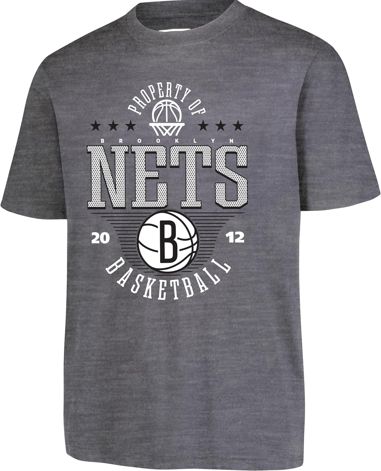 Ultra Game NBA Official Youth Super Soft Mad Props T-Shirt, Brooklyn Nets, Heather Charcoal|Brooklyn Nets