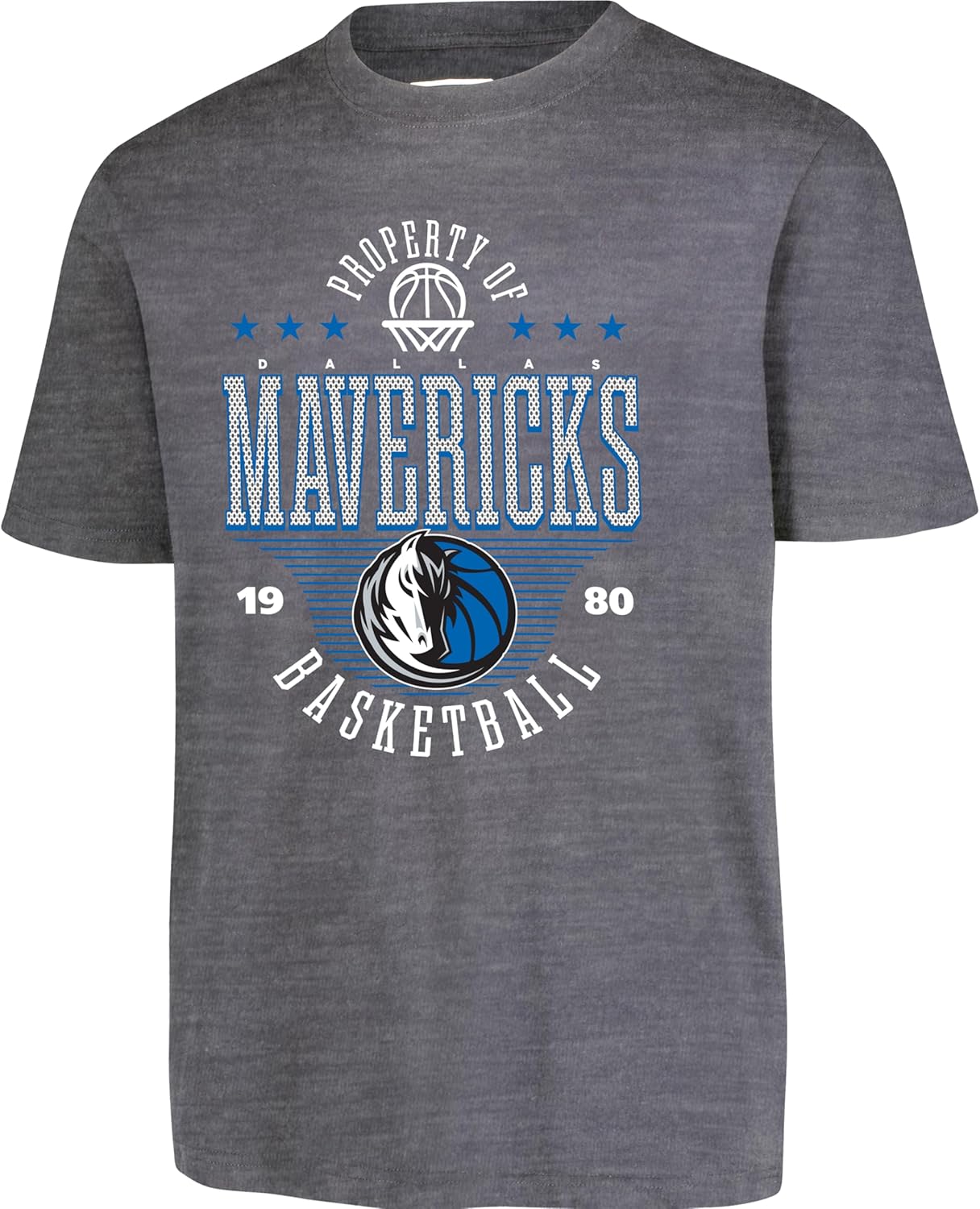 Ultra Game NBA Official Youth Super Soft Mad Props T-Shirt, Dallas Mavericks, Heather Charcoal|Dallas Mavericks