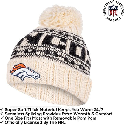 Ultra Game Youth NFL Official Super Soft Cable Knit Winter Beanie Knit Hat with Extra Warm Touch Screen Gloves|Denver Broncos