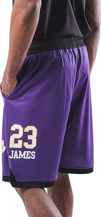 Ultra Game NBA men's Official Players Active Soft Workout Basketball Training Shorts, Los Angeles Lakers - Lebron James|Los Angeles Lakers