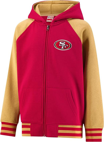 NFL Official Boy's Super Soft Full Zip Varsity Hoodie Sweatshirt|San Francisco 49ers