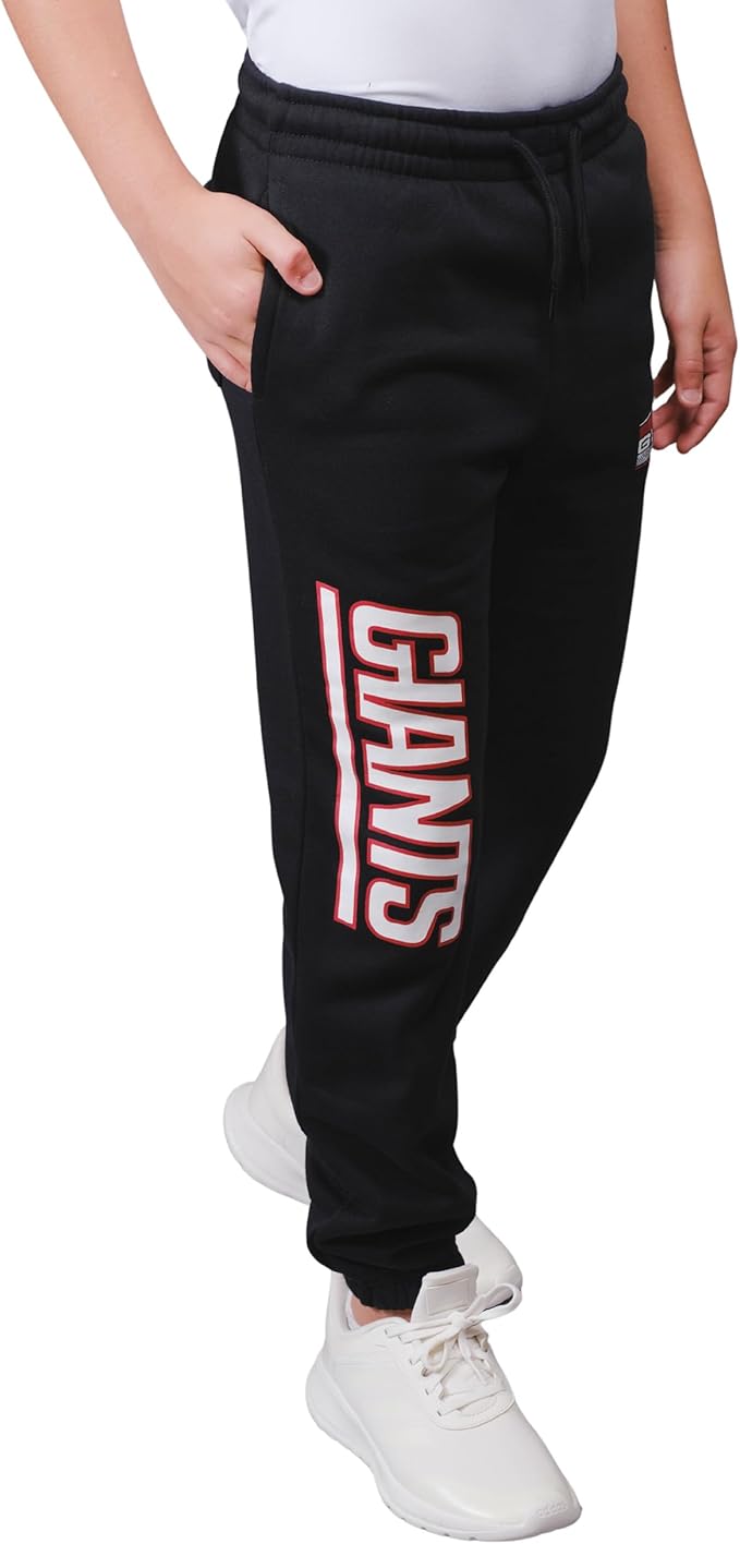 Ultra Game NFL Official Youth Super Soft Game Day Jogger Sweatpants, New York Giants, Black|New York Giants