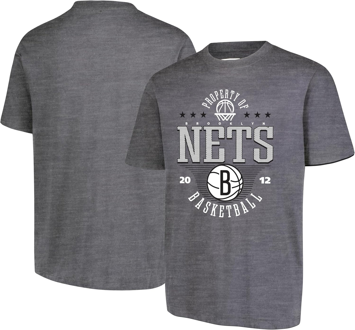 Ultra Game NBA Official Men's Standard Super Soft Mad Props T-Shirt, Brooklyn Nets, Heather Charcoal|Brooklyn Nets