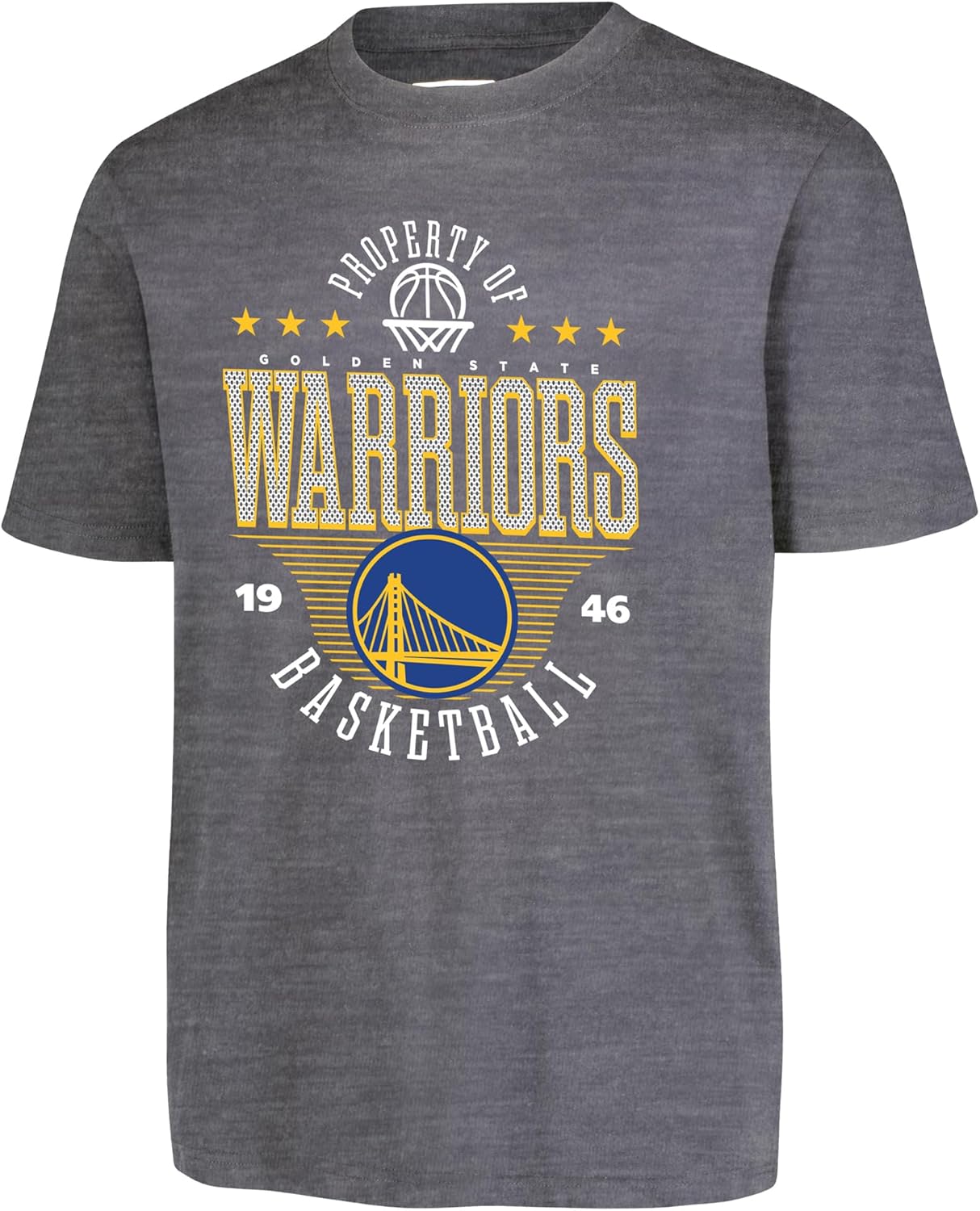 Ultra Game NBA Official Youth Super Soft Mad Props T-Shirt, Golden State Warriors, Heather Charcoal|Golden State Warriors