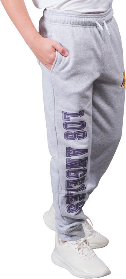 Ultra Game Youth's NBA Official Super Soft Game Day Jogger Sweatpants, Los Angeles Lakers, Heather Gray|Los Angeles Lakers