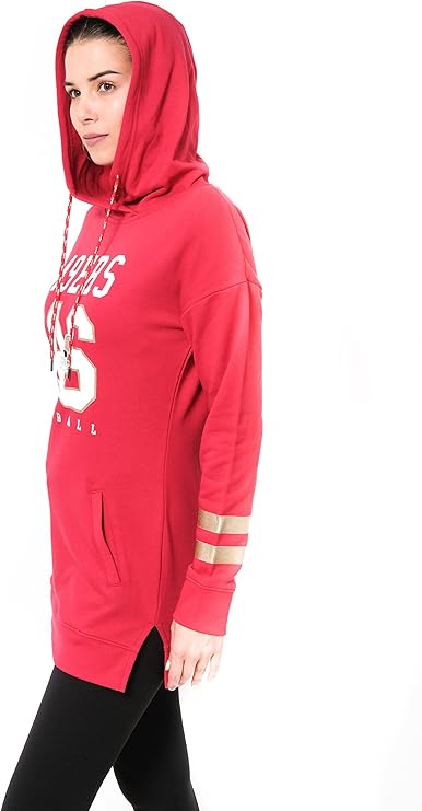 NFL Womens Soft French Terry Tunic Hoodie Pullover Sweatshirt|San Francisco 49ers