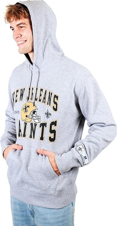 Ultra Game NFL Official Adults Ultimate Quality Super Soft Hoodie Sweatshirt - Unisex, New Orleans Saints, Heather Gray|New Orleans Saints