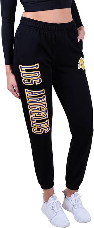 Ultra Game NBA Official Women's Super Soft Active Fleece Sweatpants Joggers, Los Angeles Lakers|Los Angeles Lakers