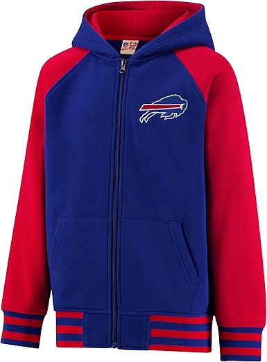 Ultra Game NFL Official Boy's Super Soft Full Zip Varsity Hoodie Sweatshirt, Buffalo Bills, Team Color 2024|Buffalo Bills