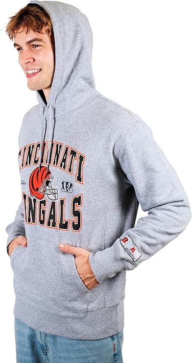 Ultra Game NFL Official Adults Ultimate Quality Super Soft Hoodie Sweatshirt - Unisex, Cincinnati Bengals, Heather Gray|Cincinnati Bengals