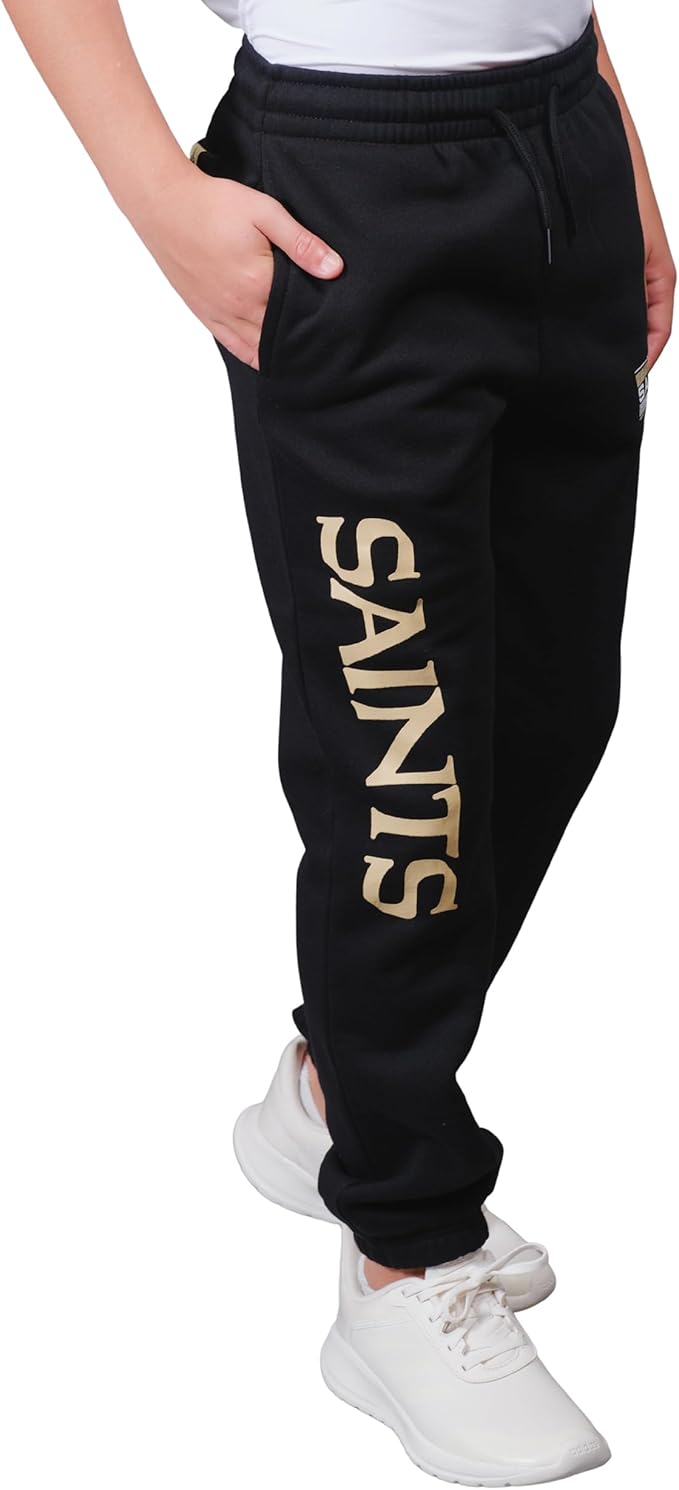 Ultra Game NFL Official Youth Super Soft Game Day Jogger Sweatpants, New Orleans Saints, Black|New Orleans Saints