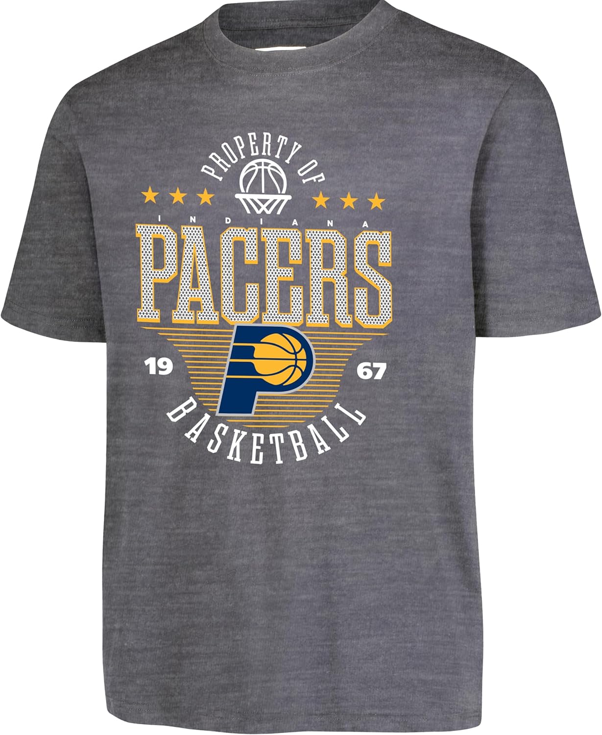 Ultra Game NBA Official Youth Super Soft Mad Props T-Shirt, Indiana Pacers, Heather Charcoal|Indiana Pacers