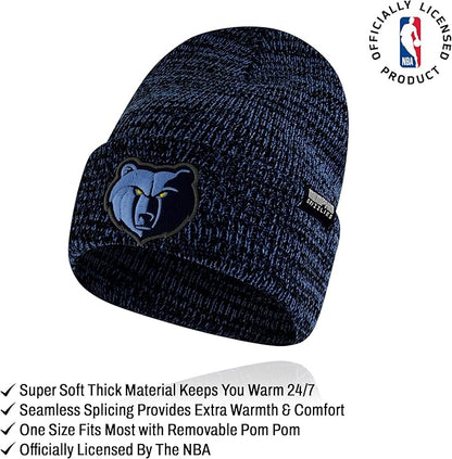 Ultra Game NBA Official Youth Super Soft Winter Beanie Knit Hat with Extra Warm Touch Screen Gloves, Memphis Grizzlies, Team Color|Memphis Grizzlies