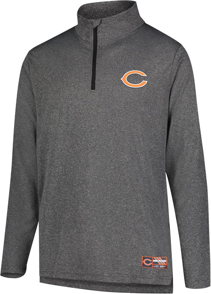 Ultra Game NFL Official Adults Super Soft Quarter Zip Long Sleeve T-Shirt - Unisex Chicago Bears|Chicago Bears