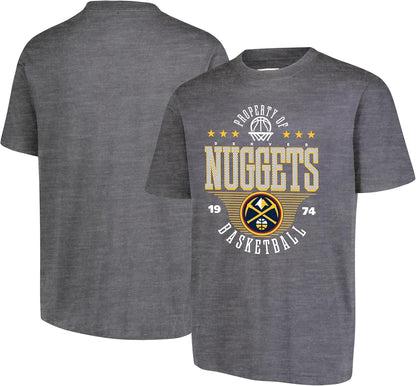 Ultra Game NBA Official Men's Standard Super Soft Mad Props T-Shirt, Denver Nuggets, Heather Charcoal|Denver Nuggets