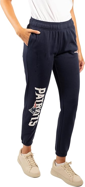 Ultra Game NFL Official Women's Super Soft Fleece Jogger Sweatpants, New England Patriots|New England Patriots