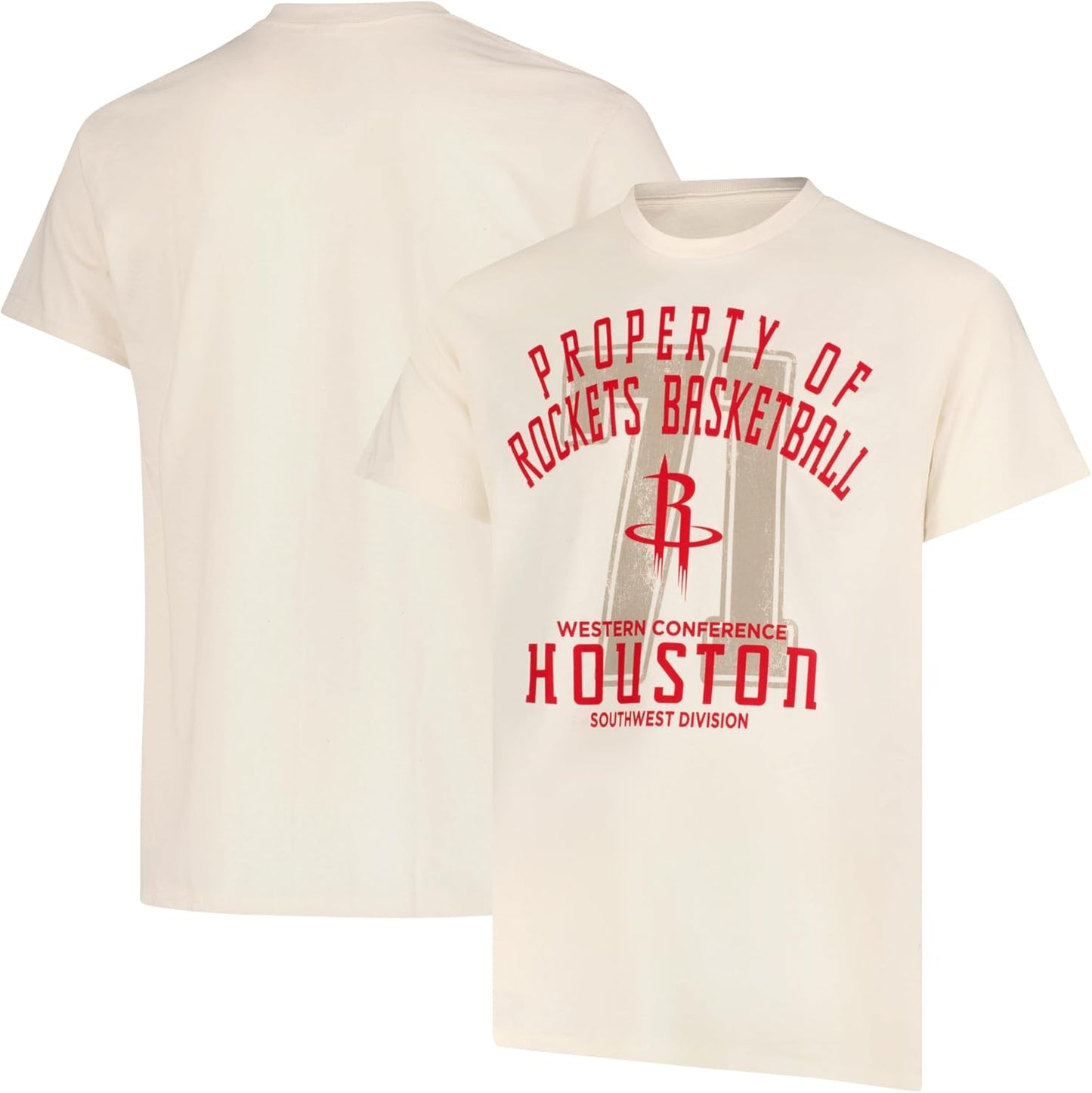 Ultra Game NBA Official Men's Standard Super Soft Nostalgic T-Shirt, Houston Rockets,Cream|Houston Rockets