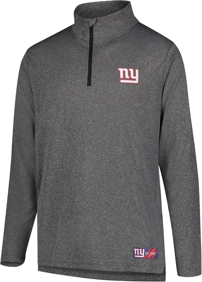 Ultra Game NFL Official Adults Super Soft Quarter Zip Long Sleeve T-Shirt - Unisex New York Giants|New York Giants