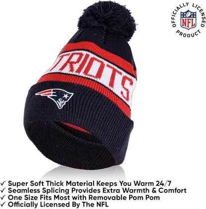 Ultra Game NFL Official Adults Unisex Super Soft Winter Beanie Knit Hat With Extra Warm Touch Screen Gloves, New England Patriots, Team Color, 1 SIZE|New England Patriots