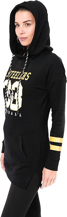 NFL Womens Soft French Terry Tunic Hoodie Pullover Sweatshirt|Pittsburgh Steelers