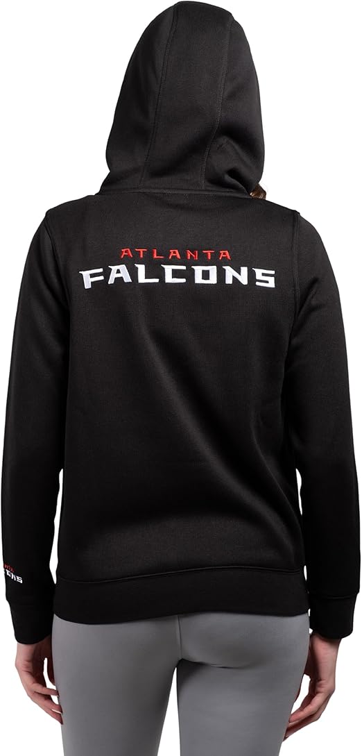 Ultra Game NFL Atlanta Falcons Official Women's Full Zip Marl Knit Hoodie Sweatshirt Jacket|Atlanta Falcons