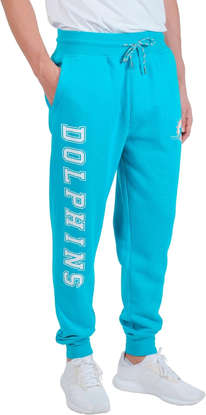 Ultra Game NFL Official Adults Super Soft Game Day Jogger Sweatpants - Unisex, Miami Dolphins, Team Color|Miami Dolphins