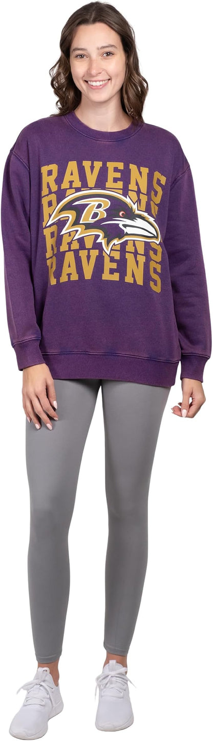 Ultra Game NFL Official Womens Super Soft Oversized Cozy Shirt, Baltimore Ravens, Team 2|Baltimore Ravens