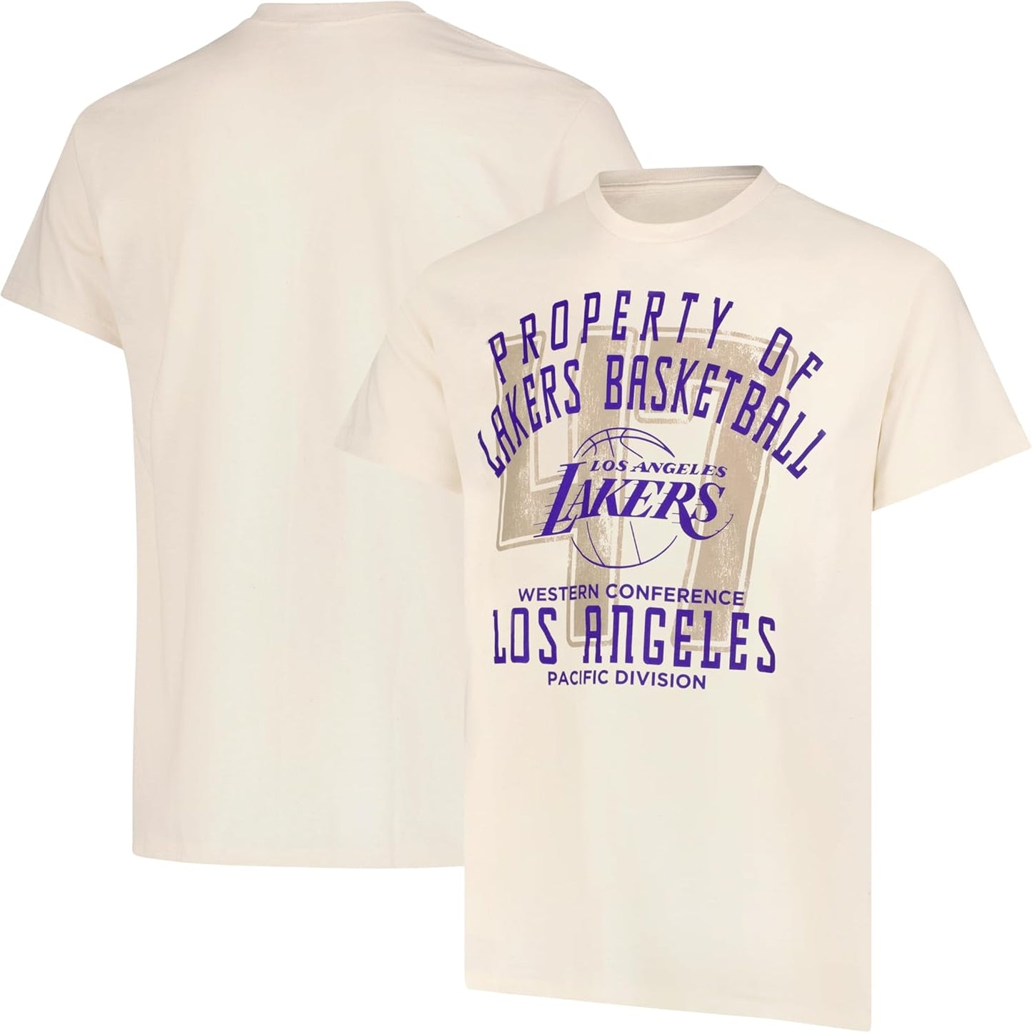 Ultra Game NBA Official Men's Standard Super Soft Nostalgic T-Shirt, Los Angeles Lakers,Cream|Los Angeles Lakers