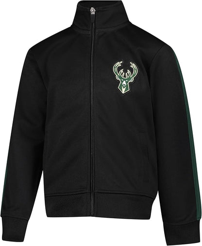 Ultra Game Youth NBA Official Super Soft Full Zip Active Track Jacket and Pants Set, Milwaukee Bucks, Black|Milwaukee Bucks