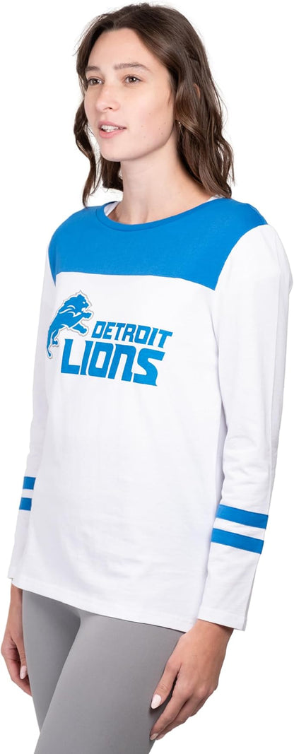 NFL Women's Official Super Soft Raglan Vintage Baseball T-Shirt|Detroit Lions