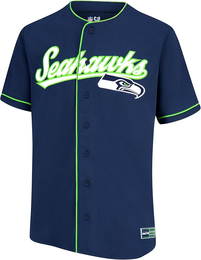 Ultra Game NFL Official Adults Game Day Button Down Baseball Mesh Jersey Shirt - Unisex, Seattle Seahawks, Team Color|Seattle Seahawks