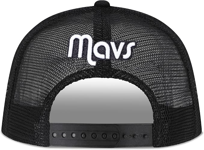 Ultra Game NBA Official Men’s Snap Back All Around The World Trucker Baseball Cap Hat - Unisex, Dallas Mavericks, Black Marl, 1SIZE|Dallas Mavericks