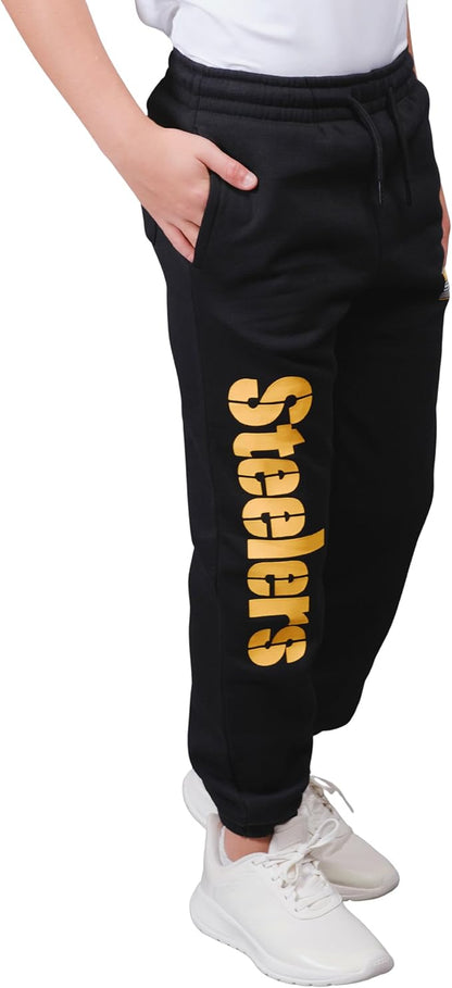 Ultra Game NFL Official Youth Super Soft Game Day Jogger Sweatpants, Pittsburgh Steelers, Black|Pittsburgh Steelers