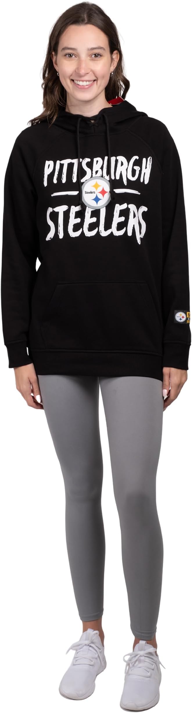 NFL Women's Official Super Soft Tie Neck Pullover Hoodie Sweatshirt|Pittsburgh Steelers