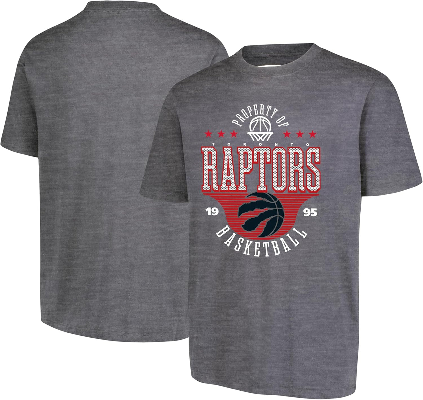 Ultra Game NBA Official Men's Standard Super Soft Mad Props T-Shirt, Toronto Raptors, Heather Charcoal|Toronto Raptors