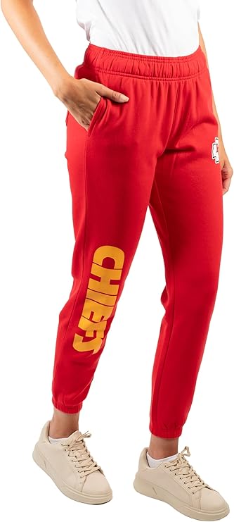 Ultra Game NFL Official Women's Super Soft Fleece Jogger Sweatpants, Kansas City Chiefs|Kansas City Chiefs