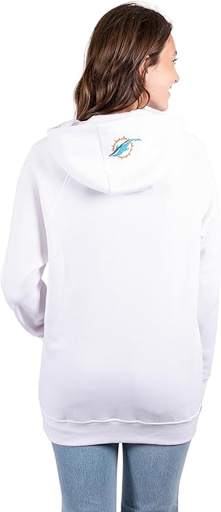 NFL Official Women's Super Soft Tie Neck Pullover Hoodie Sweatshirt|Miami Dolphins