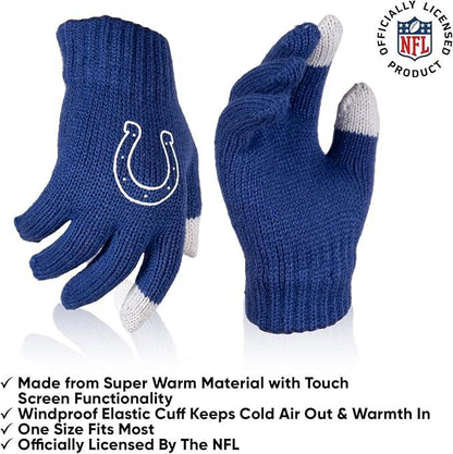 Ultra Game NFL Official Youth Super Soft Winter Beanie Knit Hat With Extra Warm Touch Screen Gloves, Indianapolis Colts, Team Color 2, 1SIZE|Indianapolis Colts