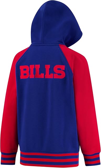 Ultra Game NFL Official Boy's Super Soft Full Zip Varsity Hoodie Sweatshirt, Buffalo Bills, Team Color 2024|Buffalo Bills