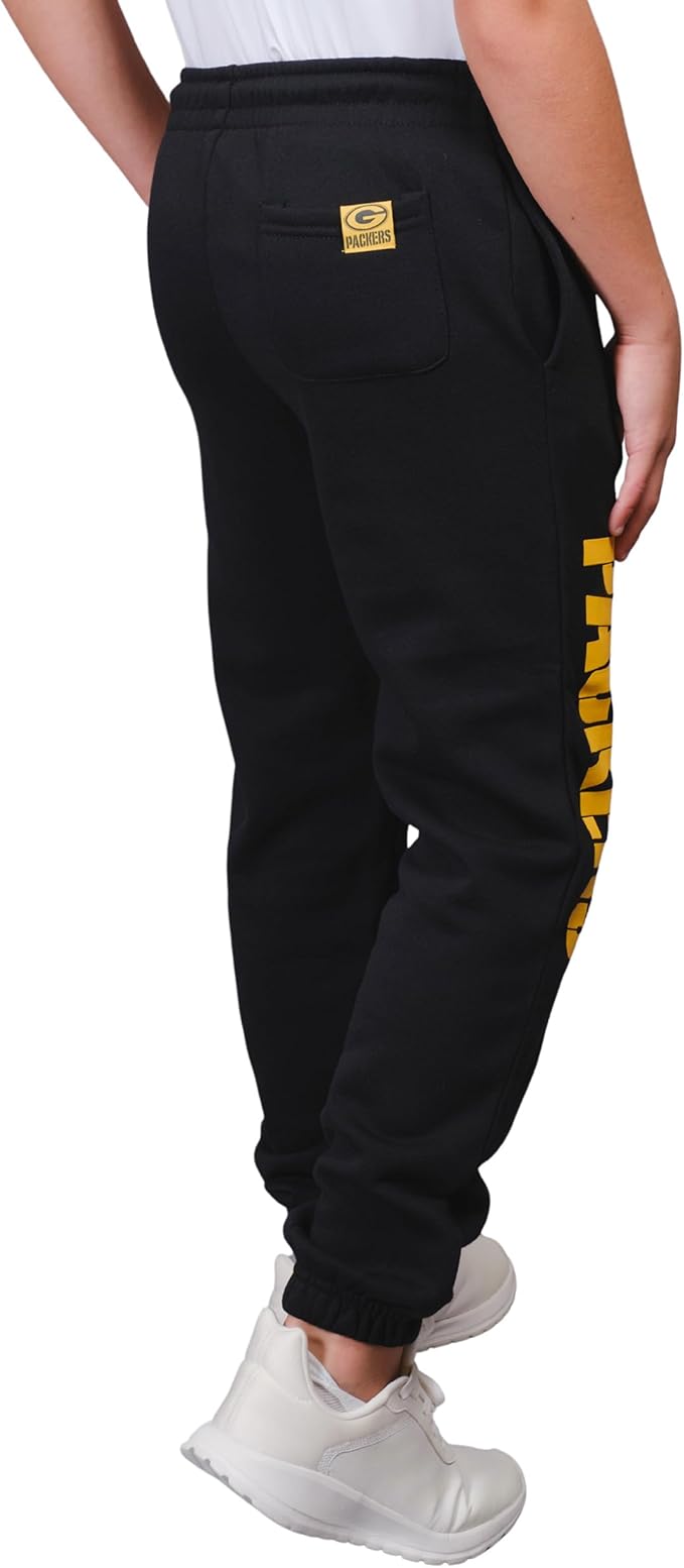 Ultra Game NFL Official Youth Super Soft Game Day Jogger Sweatpants, Green Bay Packers, Black|Green Bay Packers