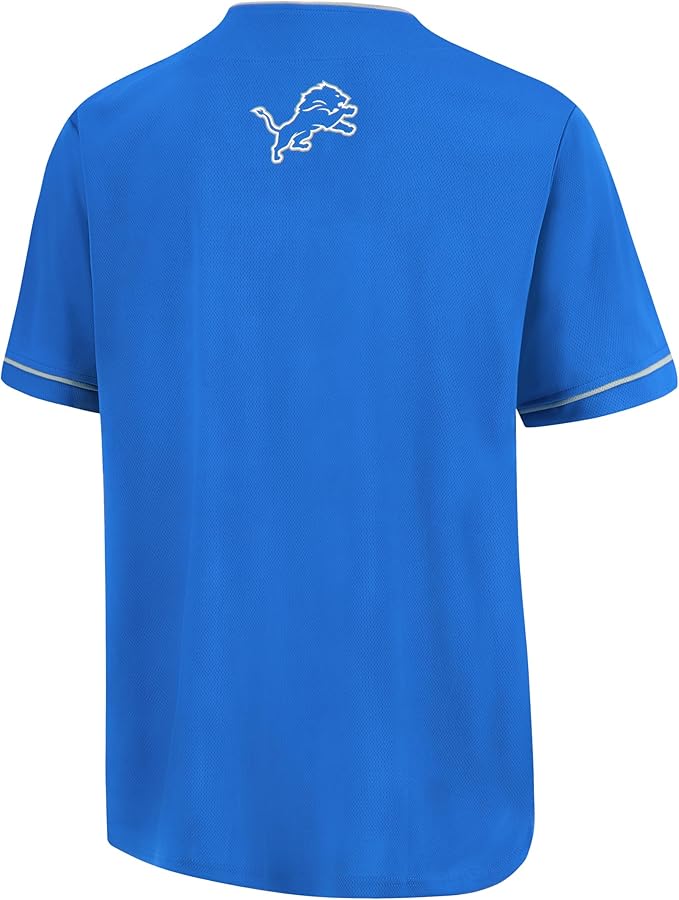 NFL Official Adults Game Day Button Down Baseball Mesh Jersey Shirt - Unisex|Detroit Lions