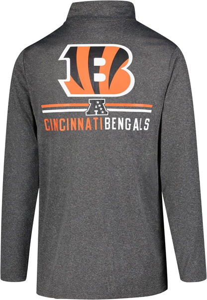 NFL Official Adults Super Soft Quarter Zip Long Sleeve T-Shirt -|Cincinnati Bengals