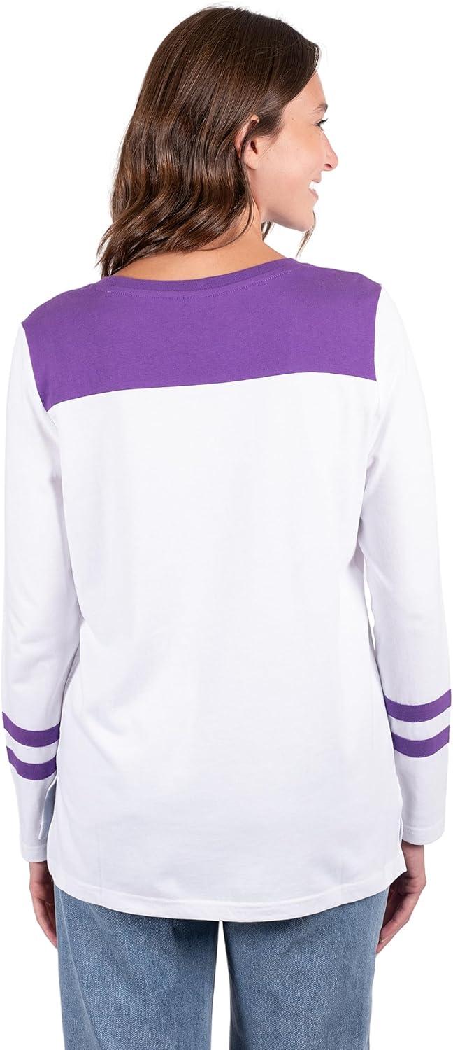 Ultra Game NFL Official Women's Super Soft Raglan Vintage Baseball T-Shirt, Minnesota Vikings, White|Minnesota Vikings