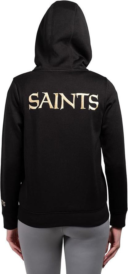 Ultra Game NFL New Orleans Saints Official Women's Full Zip Marl Knit Hoodie Sweatshirt Jacket|New Orleans Saints